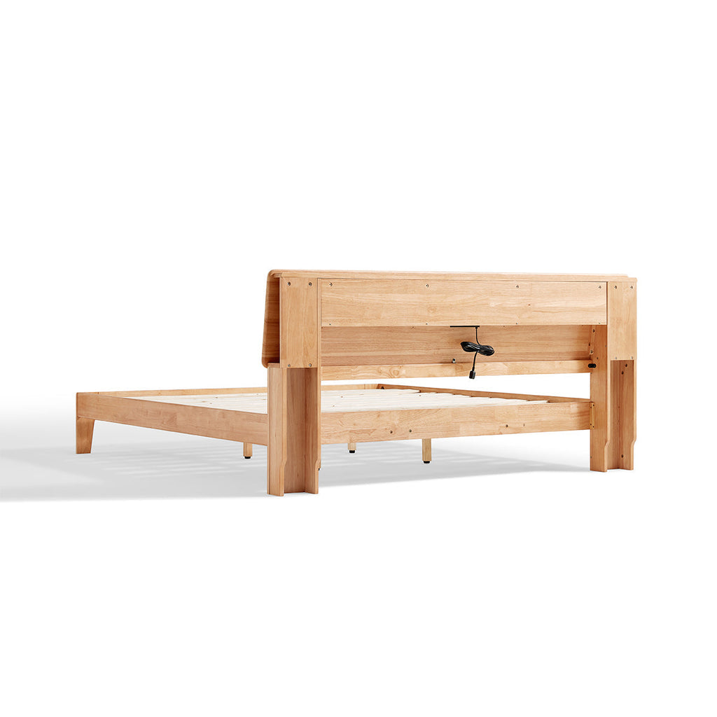 Organic Solid Wood Bed with Mattress Set-2