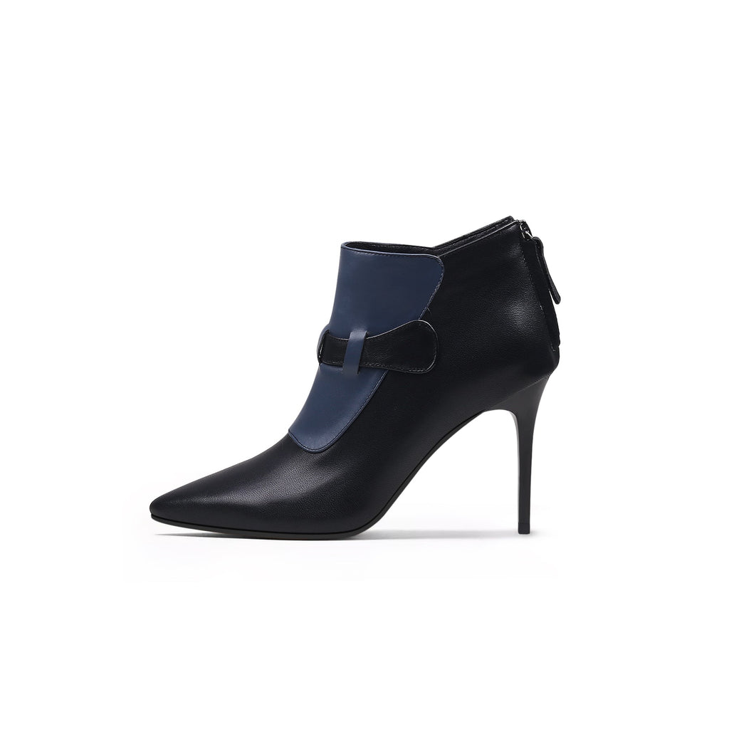 Patchwork Leather Zip-Back Stiletto Boots-0