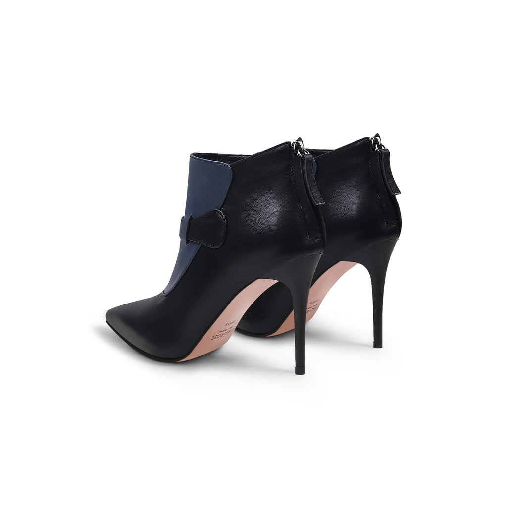 Patchwork Leather Zip-Back Stiletto Boots-4