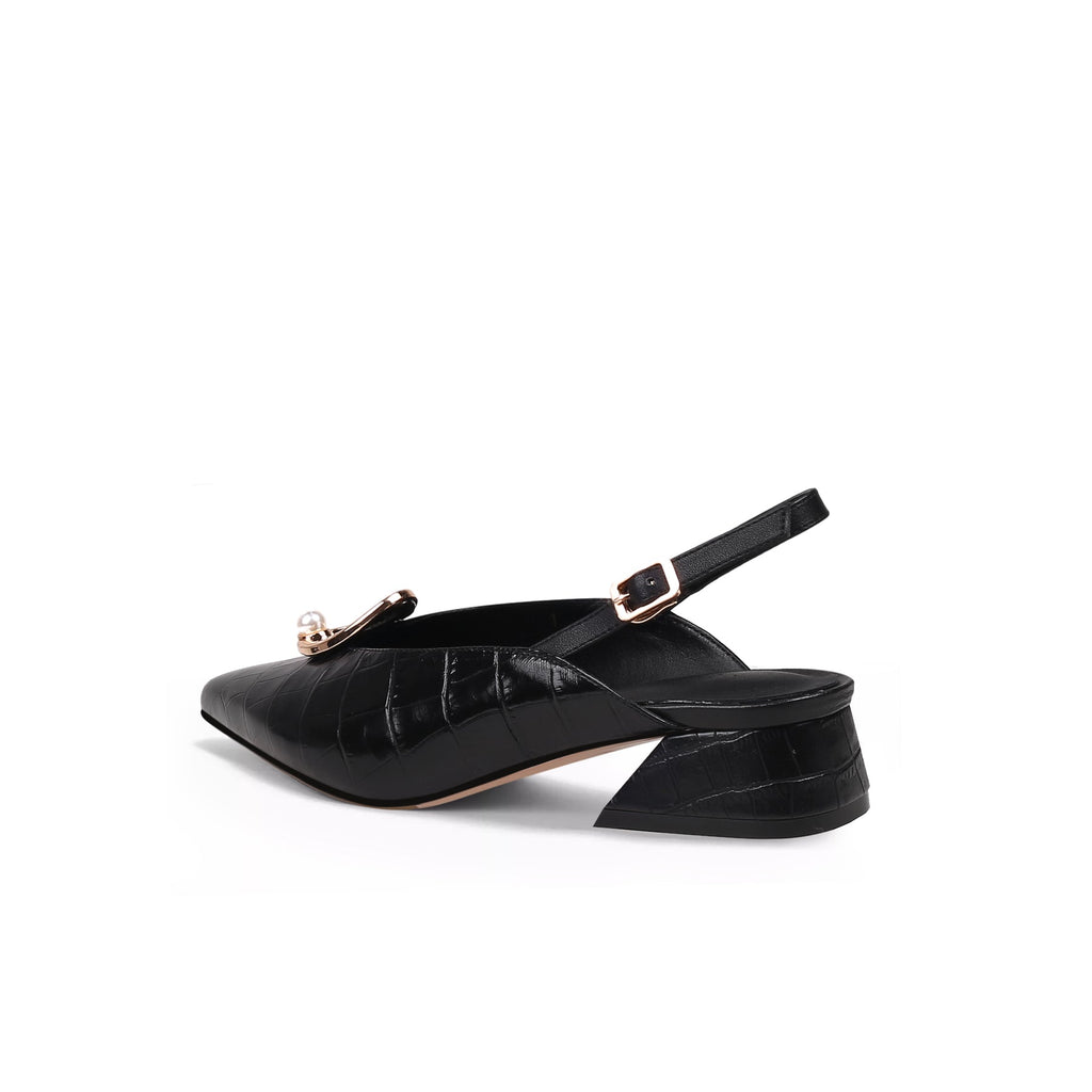Pearl Retro Leather Slingback Sandals-3