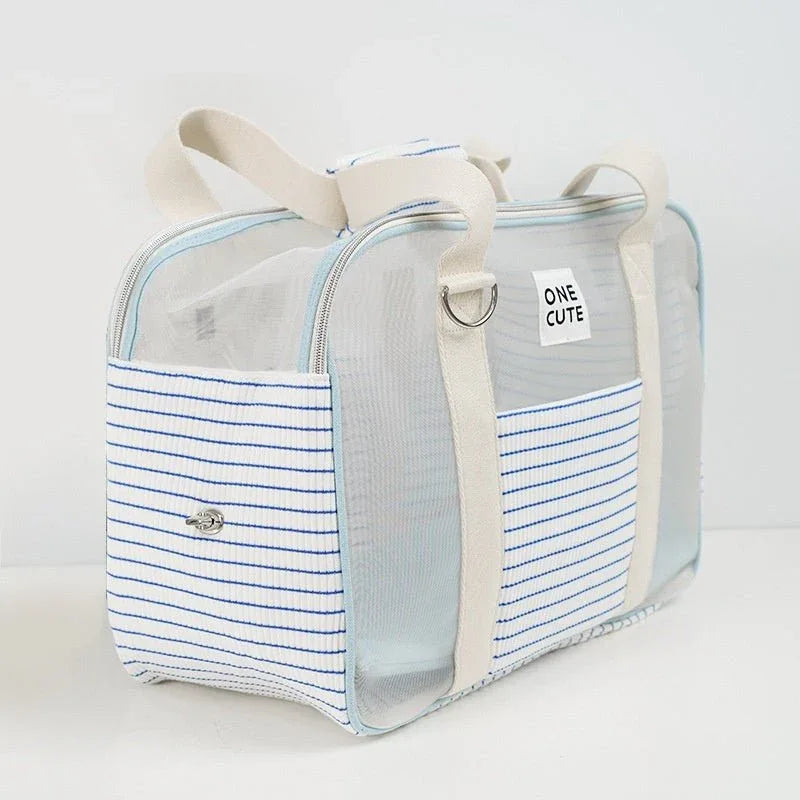 Pet Cat Dog Striped Breathable Shoulder Bag