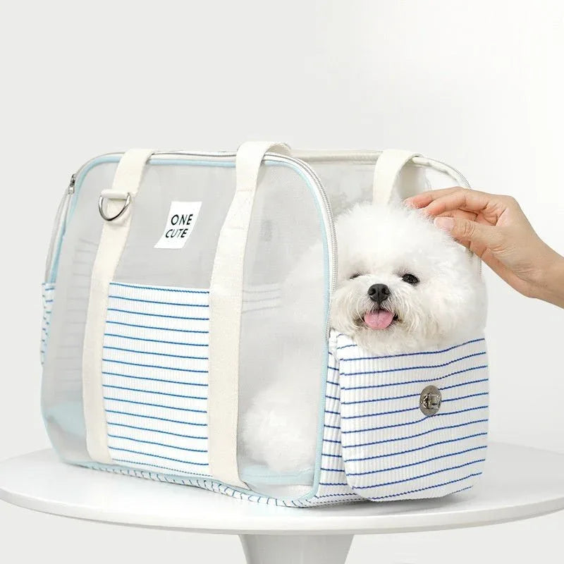 Pet Cat Dog Striped Breathable Shoulder Bag