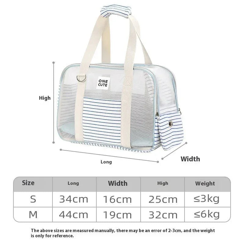 Pet Cat Dog Striped Breathable Shoulder Bag