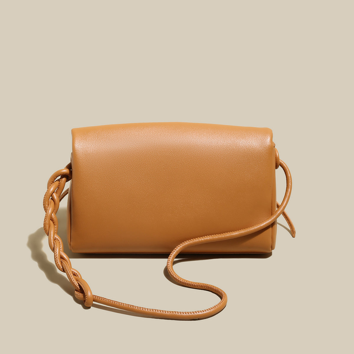 Pleated Semi-Braided Leather Shoulder Bag-2