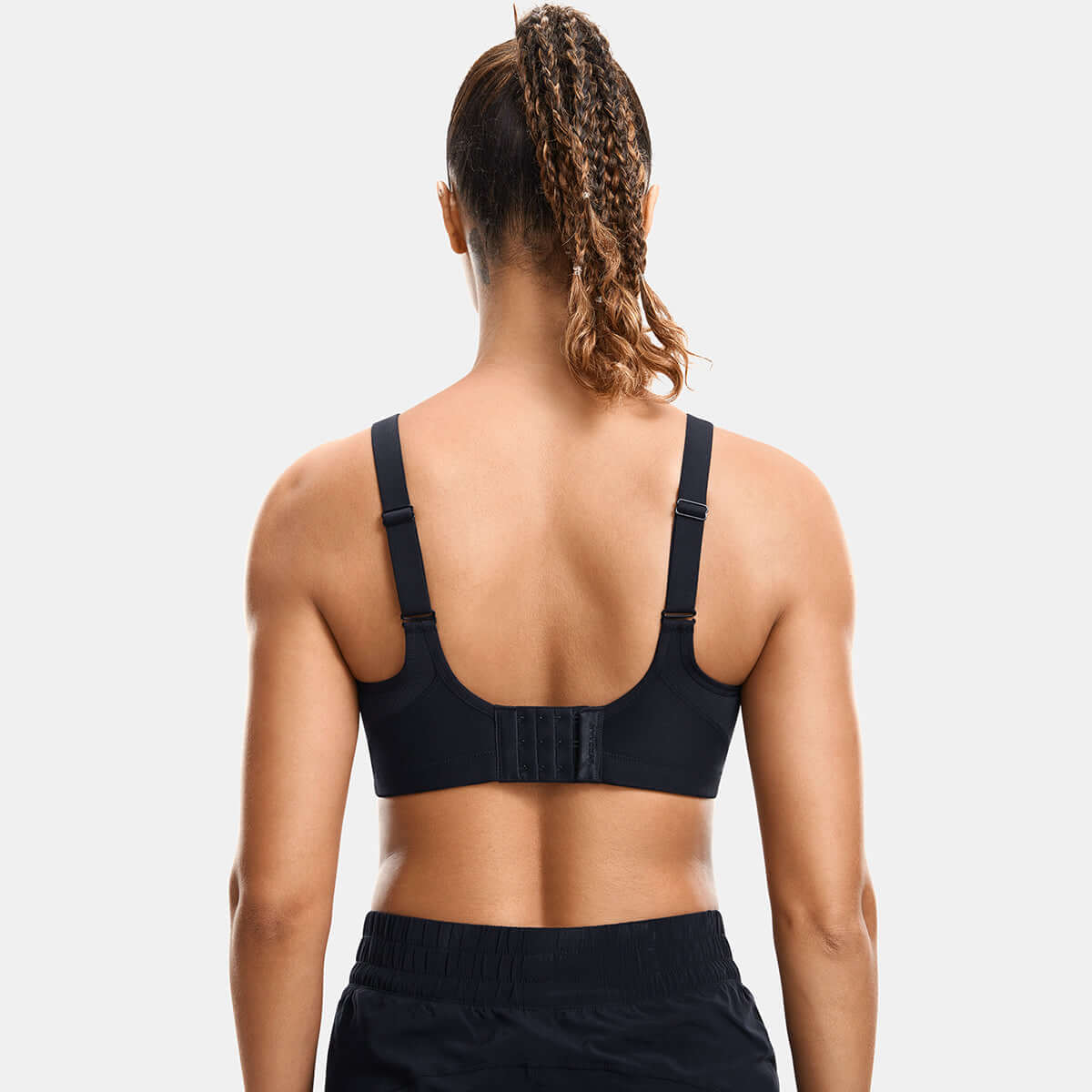 Plus Size High Support Full Coverage Padded Black Wireless Bra-2
