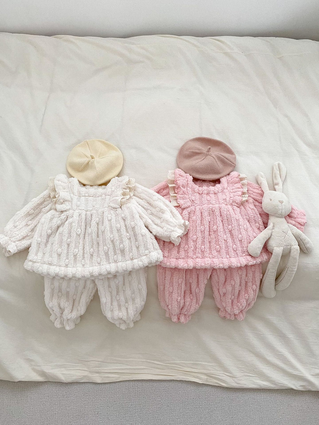 Winter Baby Mädchen Dickes Thermokleid mit langen Ärmeln, zweiteiliges Set aus Pullover und Hose, Design aus Pullover und Hose