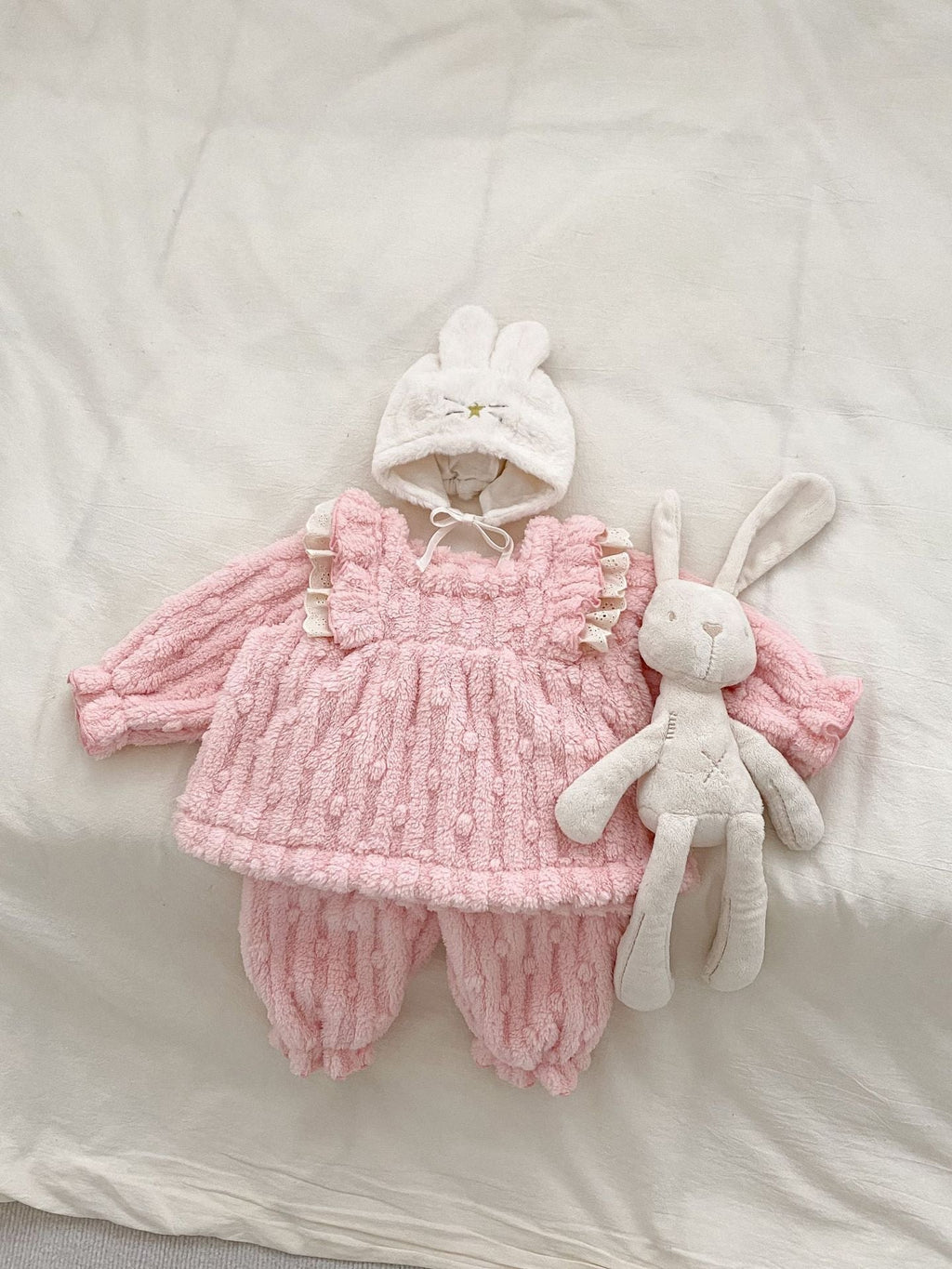 Winter Baby Mädchen Dickes Thermokleid mit langen Ärmeln, zweiteiliges Set aus Pullover und Hose, Design aus Pullover und Hose