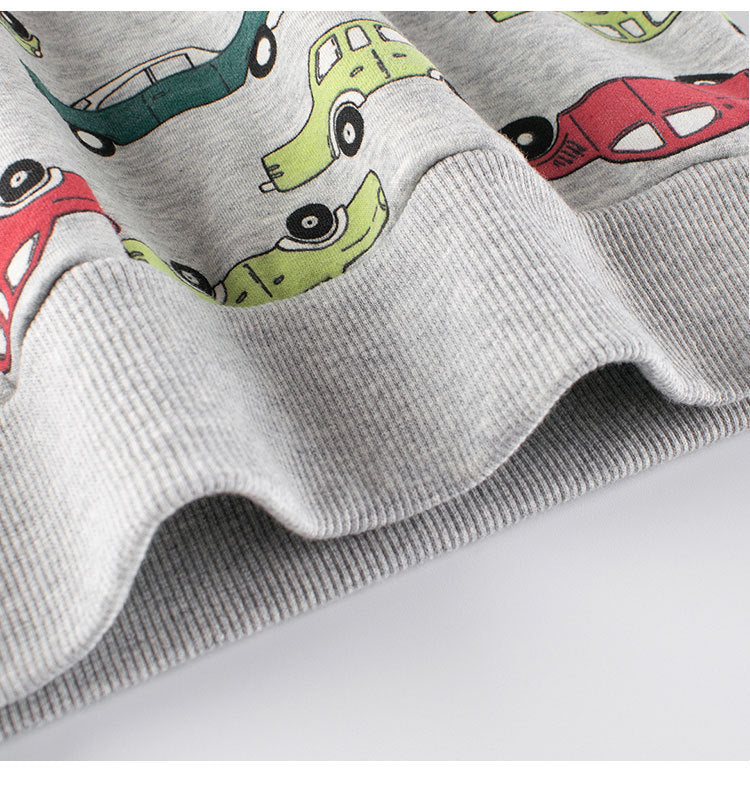 Baby Jungen Pullover mit Automotiv, Rundhalsausschnitt, langen Ärmeln, grauer Farbton