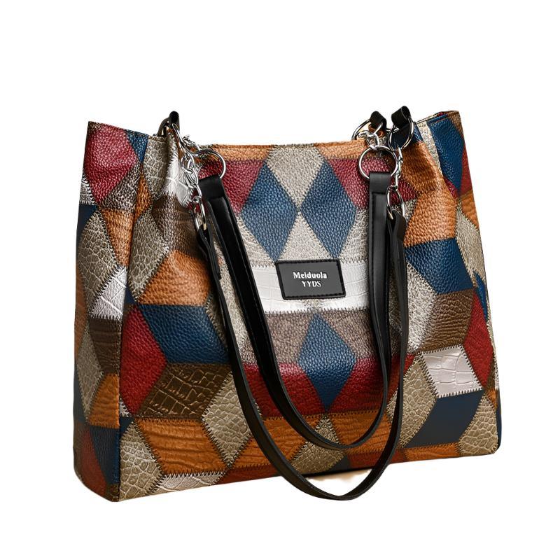 PU Leather Handbag With Geometric Pattern