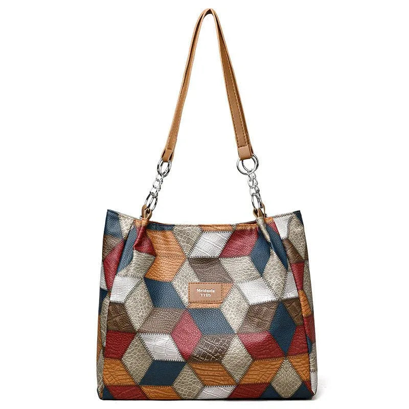 PU Leather Handbag With Geometric Pattern