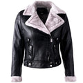 PU Leather & Velvet Jacket For Women