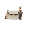 Rabbit Charm Contrast Leather Shoulder Bag-5