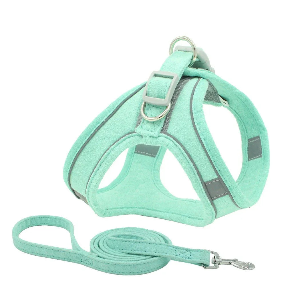 Reflective Breathable Cat Dog Pet Chest Harness & Leash