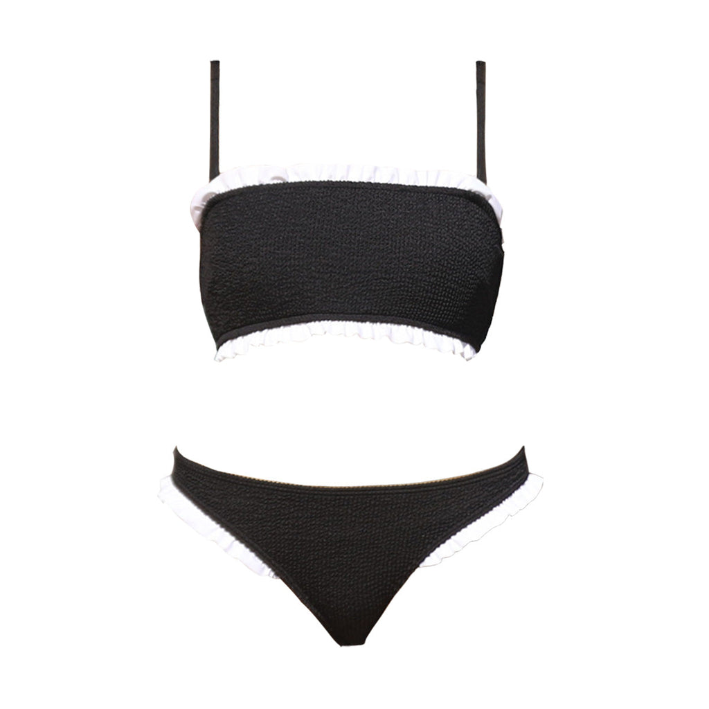 Ruffle Trim Two Piece Bandeau Swimsuit