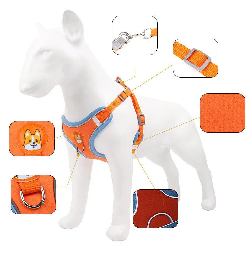 Safe Reflective Dog Pet Harness With Leash