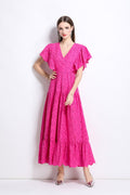 Samantha Lace Cut Out Ruffle Sleeve Maxi Dress