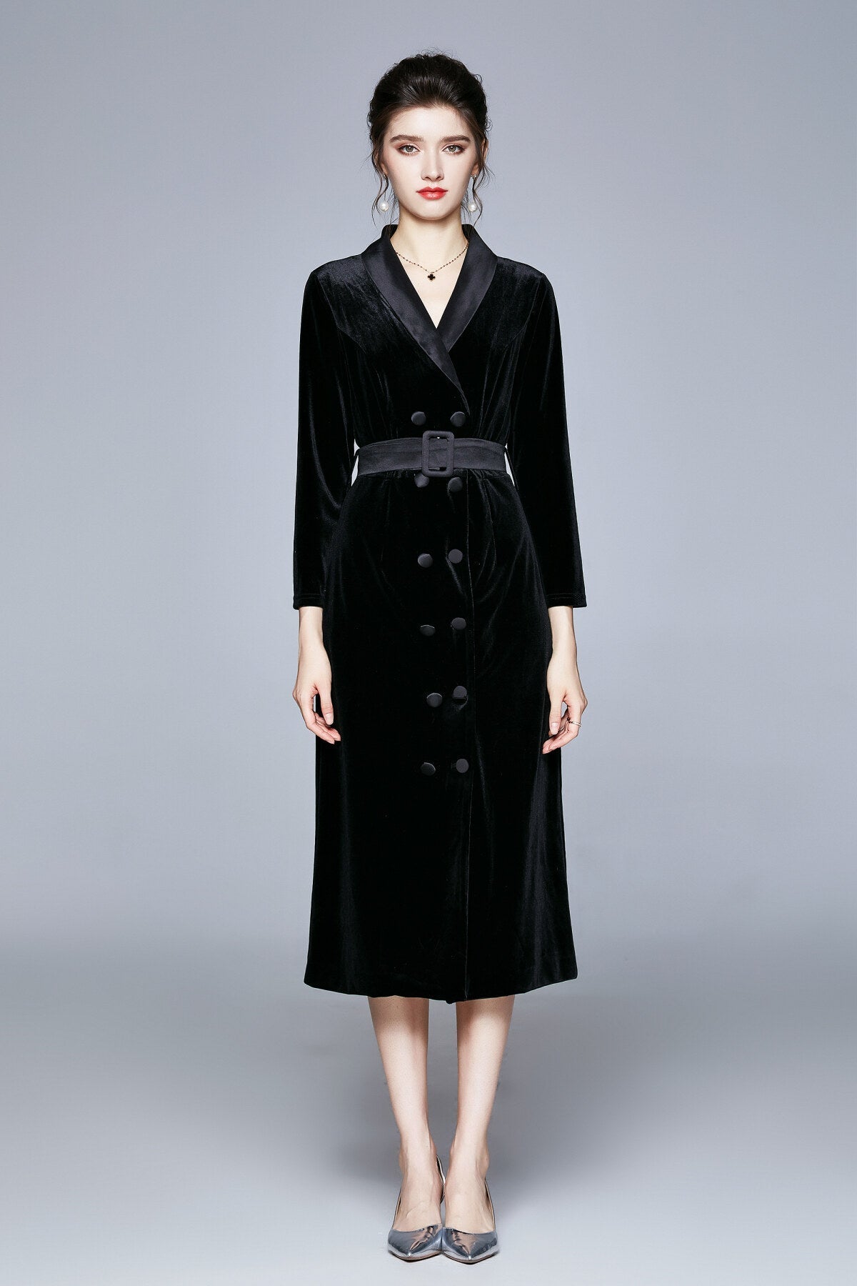 Seductive French Velvet Coat Dress