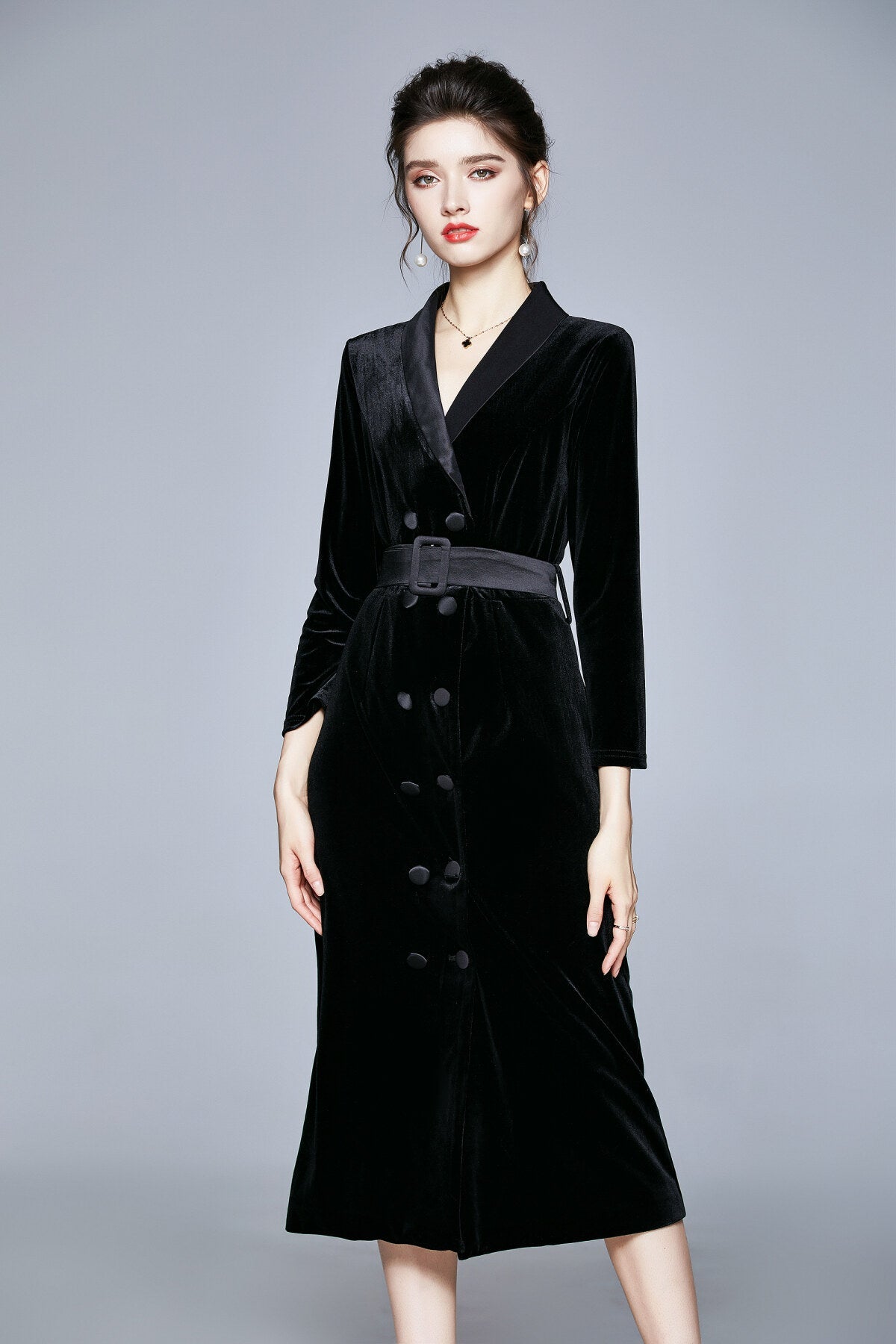Seductive French Velvet Coat Dress