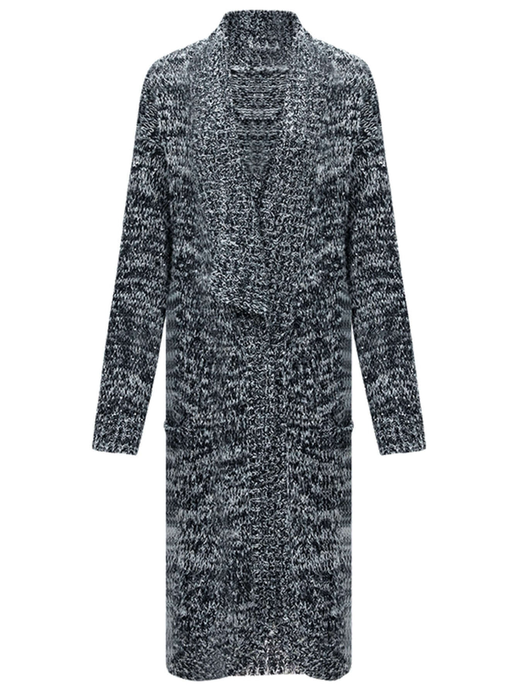Shawl Collar Long Knitted Cardigan in Charcoal-3