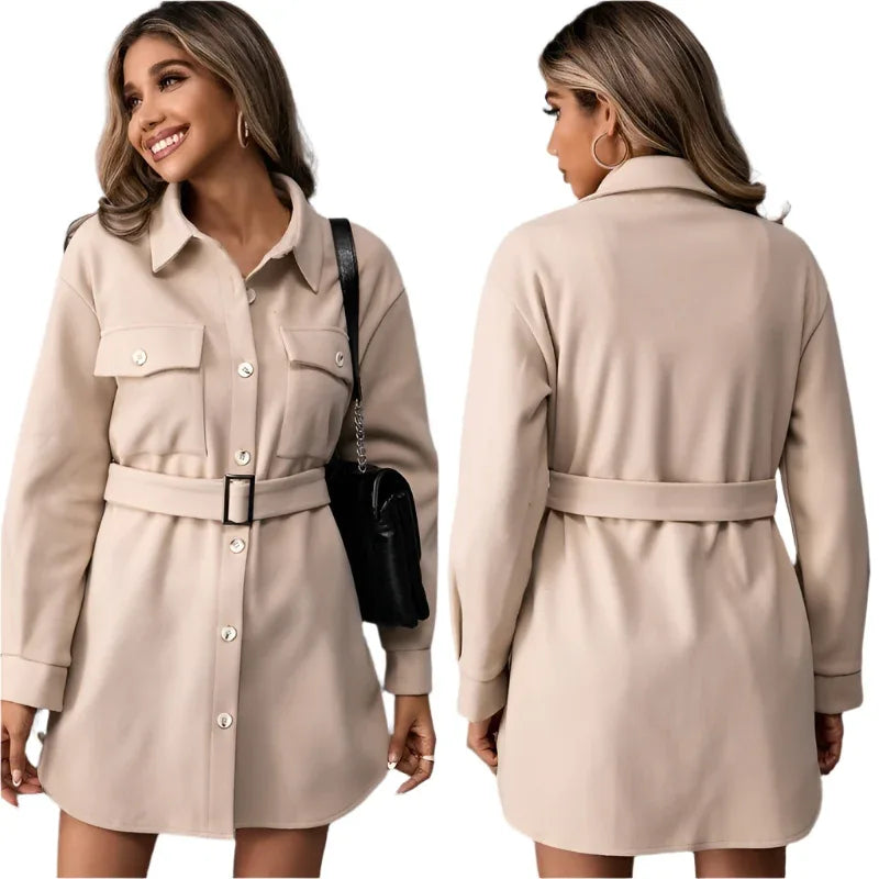 Single-Breasted Long Jacket For Women