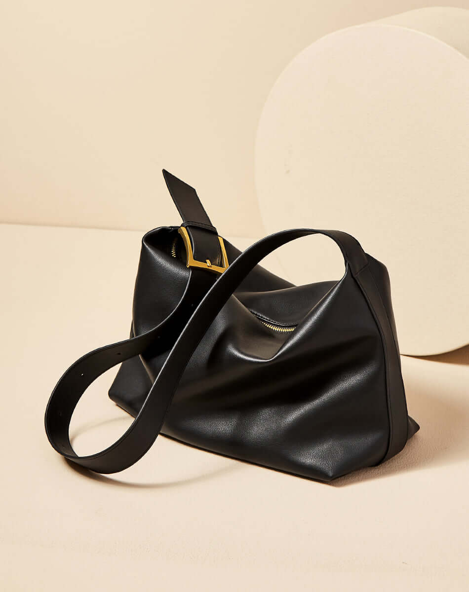 Sleek Retro Leather Tote Bag-4