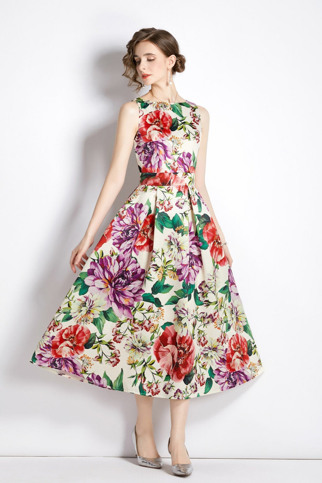 Sleeveless High Waist Structured A Line Dress