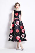 Sleeveless High Waist Tailored Fit and Flare A Line Dress