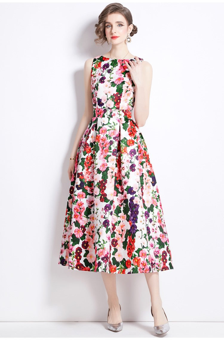 Sleeveless High Waist Tailored Fit and Flare A Line Dress