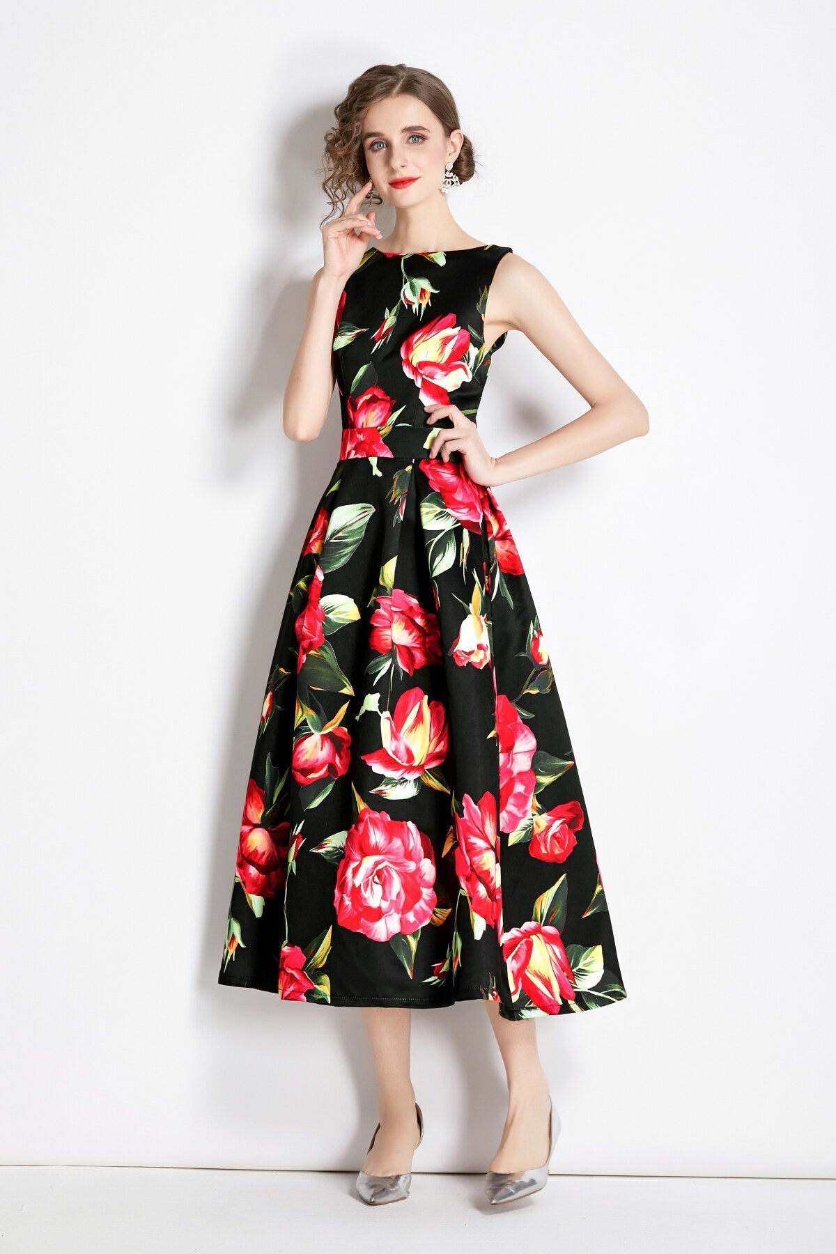 Sleeveless Structured Tailoring High Waisted Dress