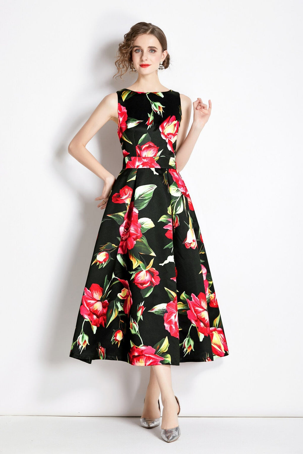Sleeveless Structured Tailoring High Waisted Dress