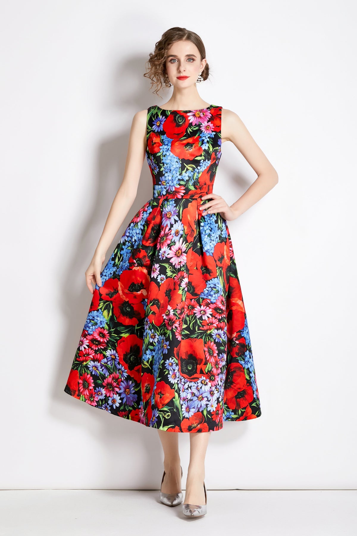 Sleeveless Structured Tailoring High Waisted Dress