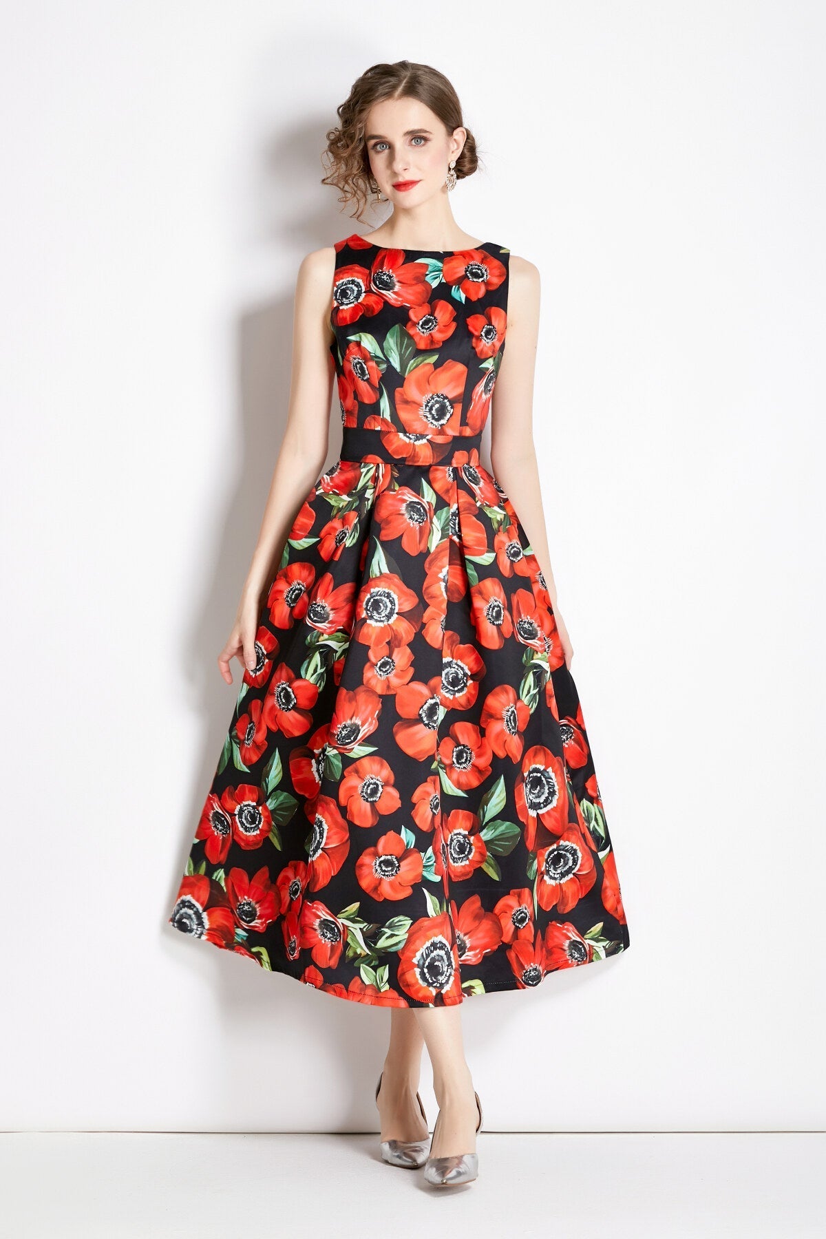 Sleeveless Structured Tailoring High Waisted Dress