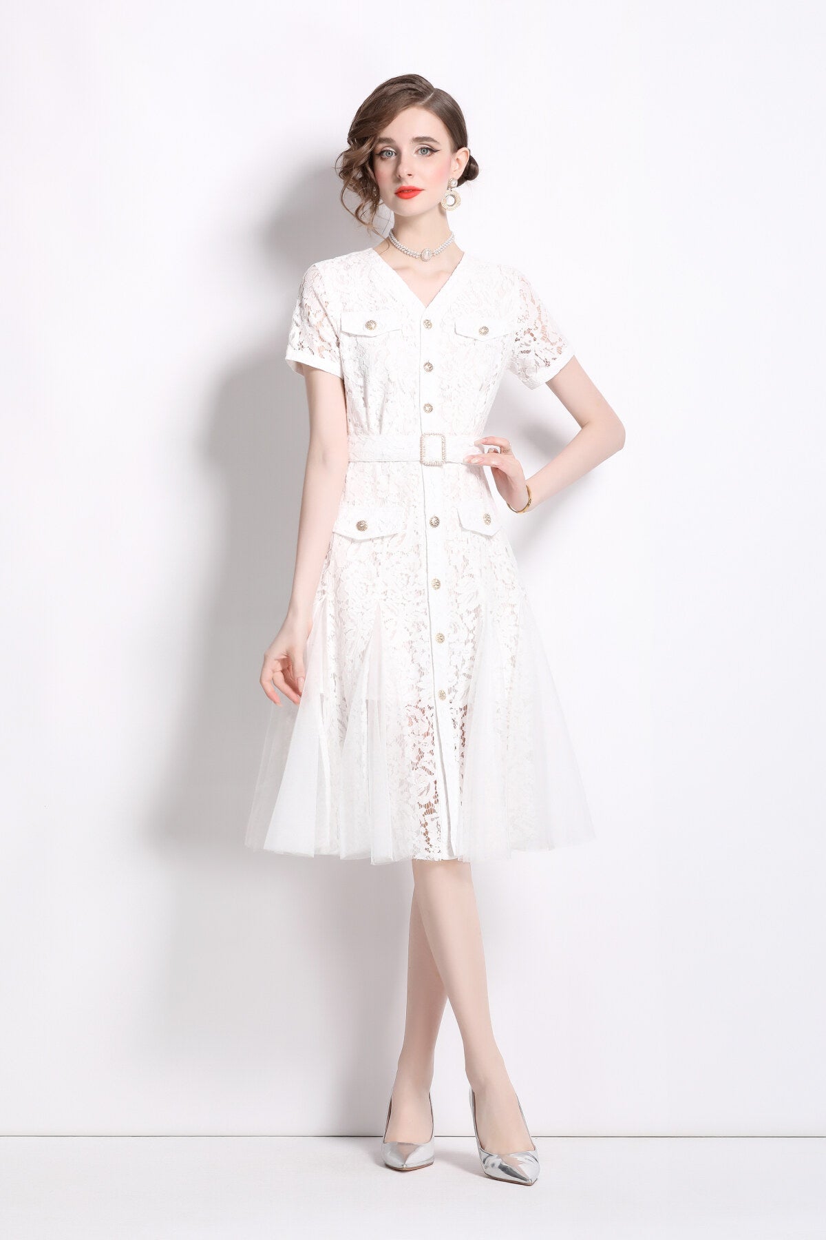 Slim Fit Long Sleeve Buckle Waist Mermaid Dress