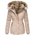 Slim-Fit Warm Hooded Winter Jacket With Fur For Women