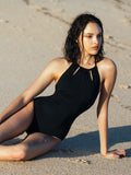 Slimming Backless Tummy Control Swimsuit in Black-0