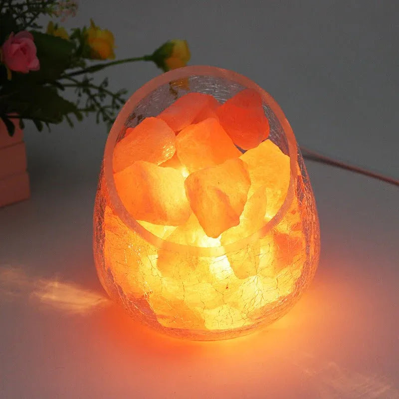 Small Pink Himalayan Crystal Salt Night Bedside Table Lamp