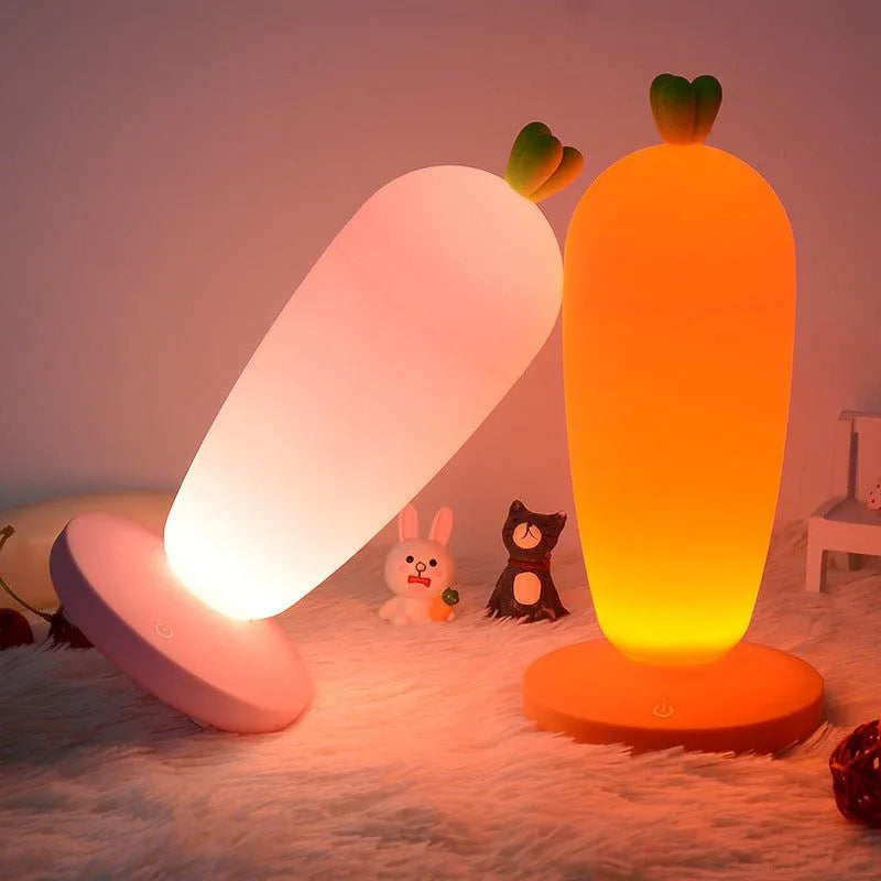 Small Table Night Lamp Creative Cartoon Carrot USB Rechargeable Desk Lamp