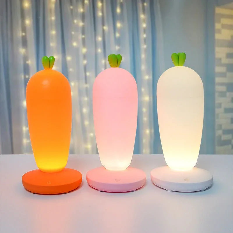 Small Table Night Lamp Creative Cartoon Carrot USB Rechargeable Desk Lamp