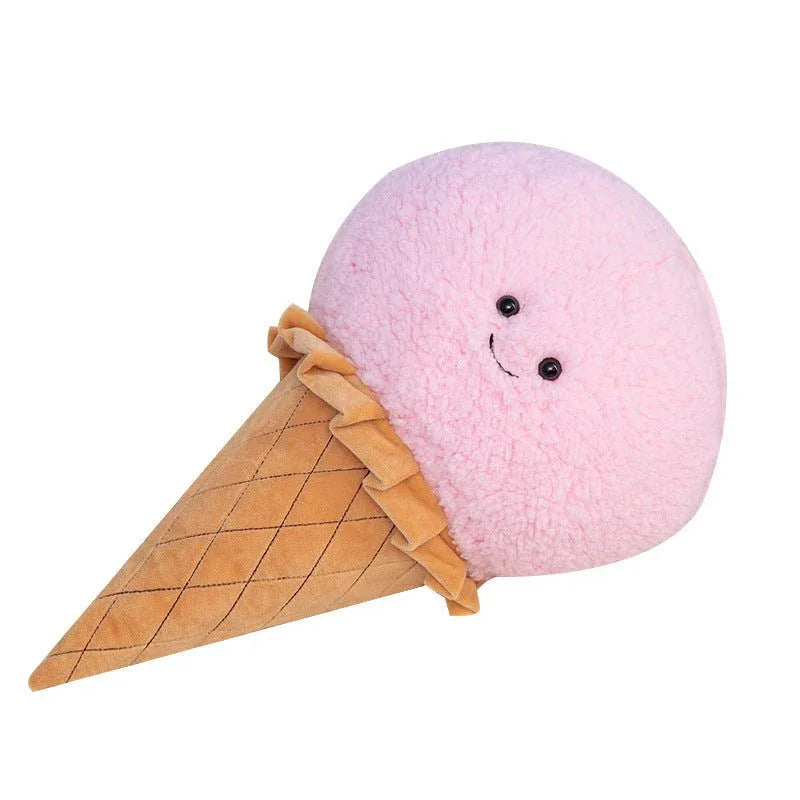 Smiling Ice Cream Cone Pillow Plush Toy