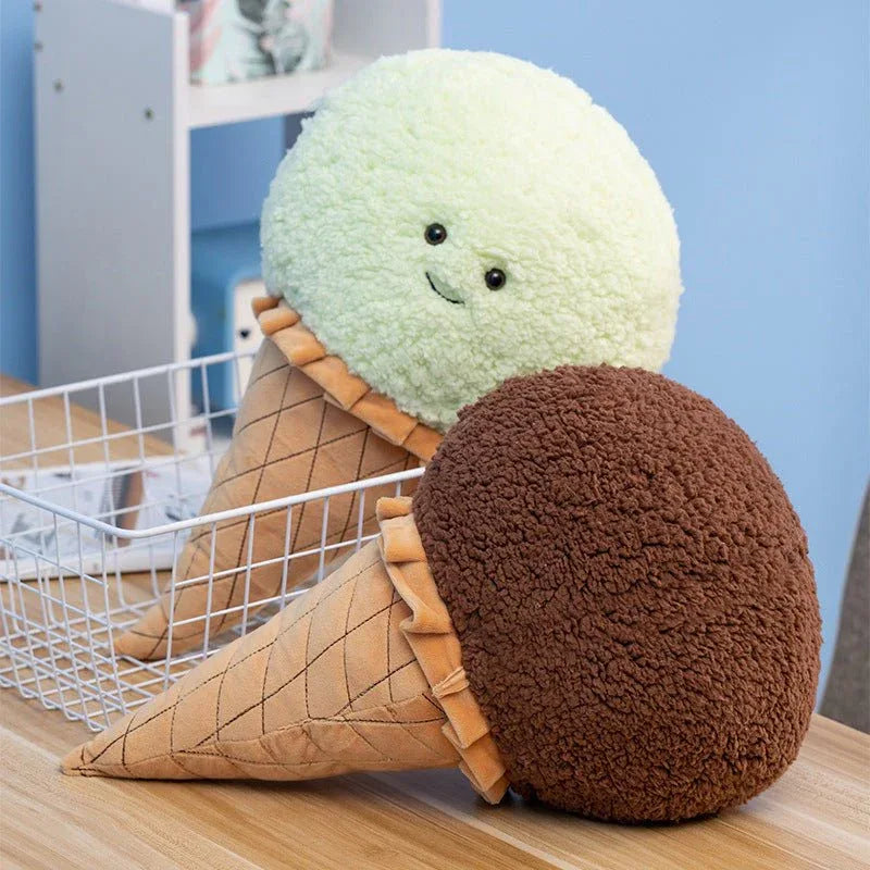 Smiling Ice Cream Cone Pillow Plush Toy