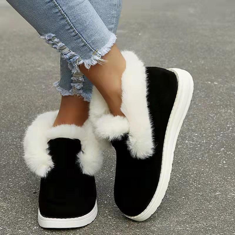 Snow Warm Winter Shoes Plush Fur Ankle Boots For Women