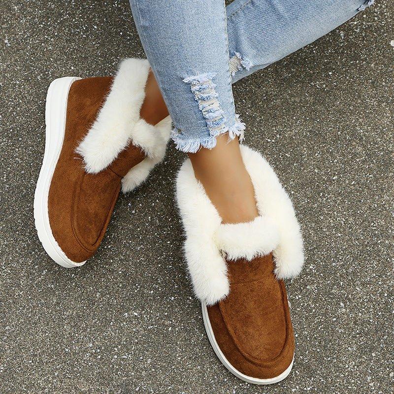 Snow Warm Winter Shoes Plush Fur Ankle Boots For Women