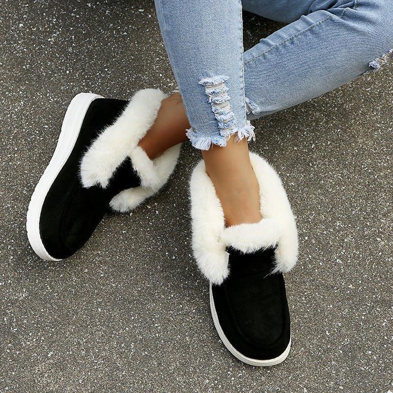 Snow Warm Winter Shoes Plush Fur Ankle Boots For Women
