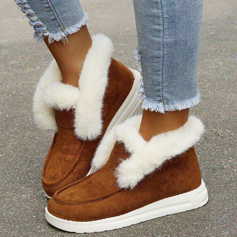 Snow Warm Winter Shoes Plush Fur Ankle Boots For Women