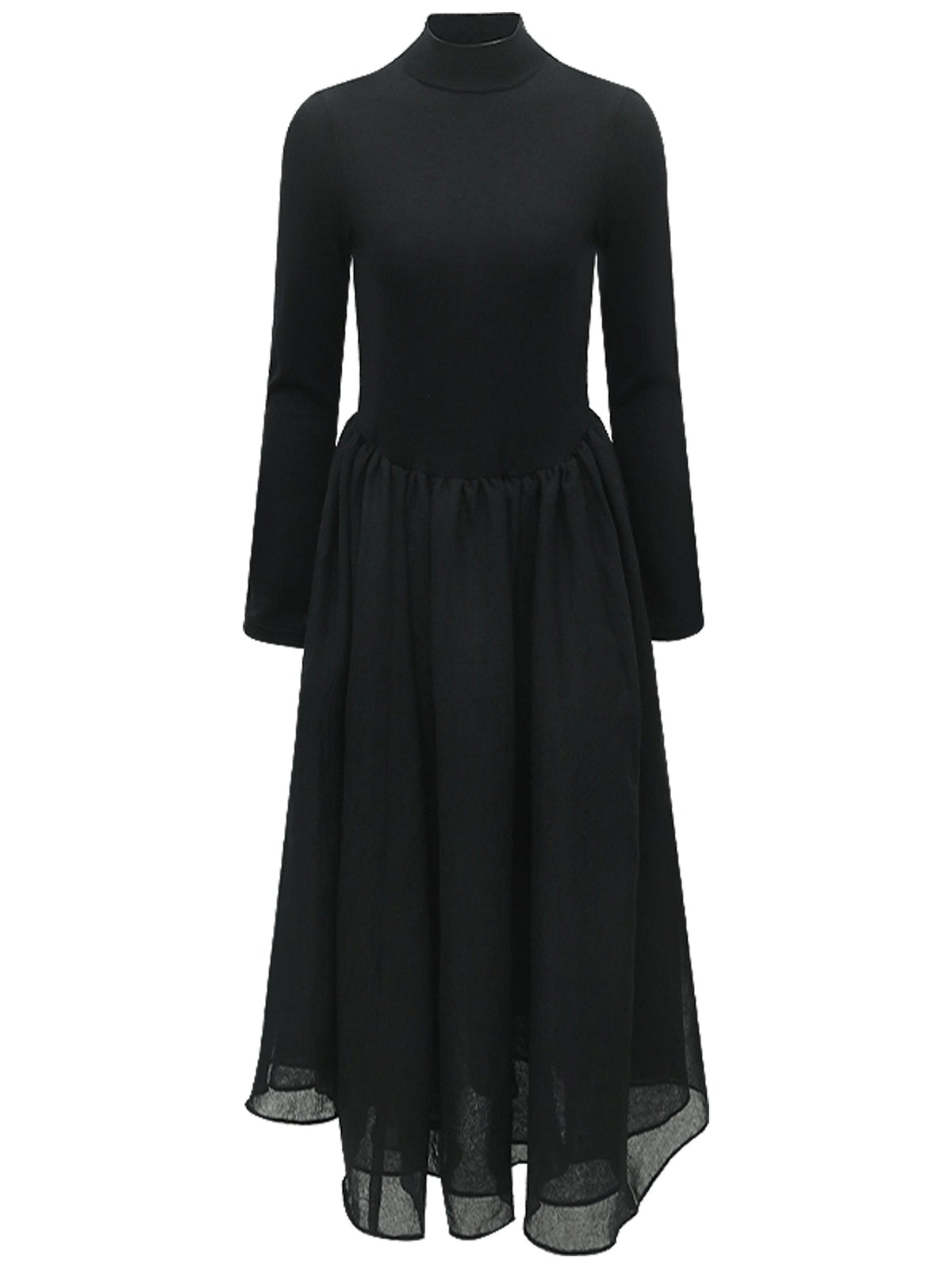 Solid Black Pleated Maxi Dress