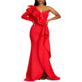 Solid Color Mid-Length Long Skirt High-Waisted Chest-Wrapped Ruffle Gown