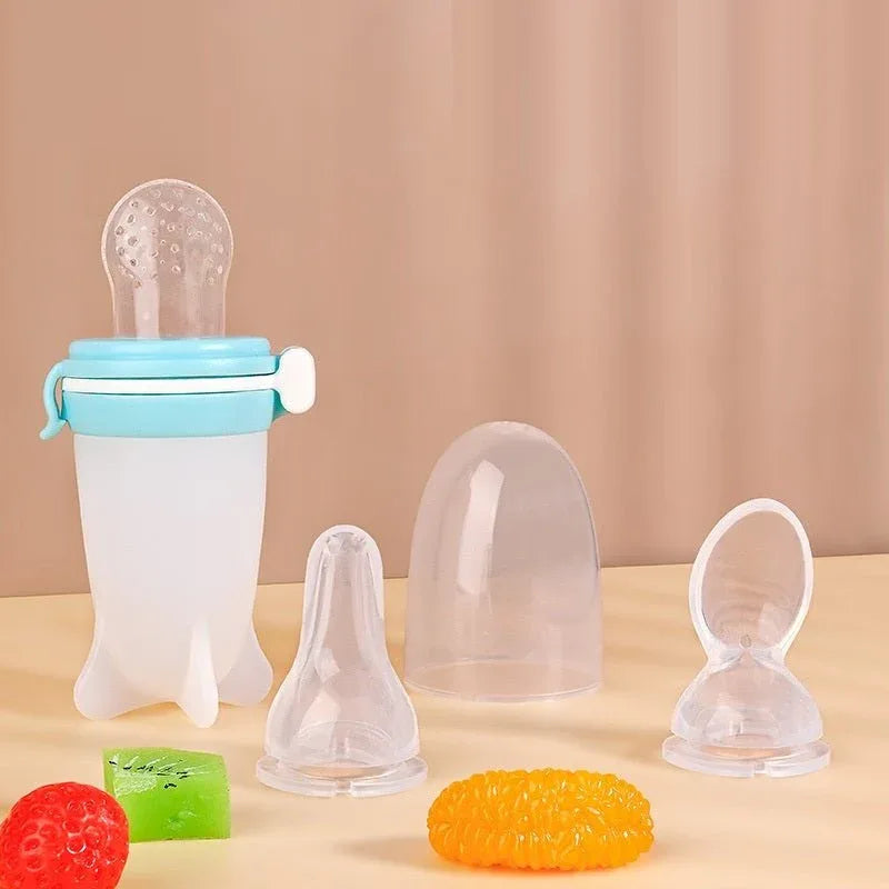 Solid Silicone Squeeze Feeding Milk Bottle