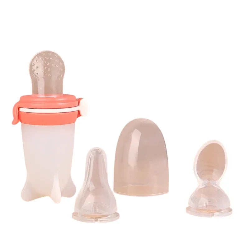 Solid Silicone Squeeze Feeding Milk Bottle