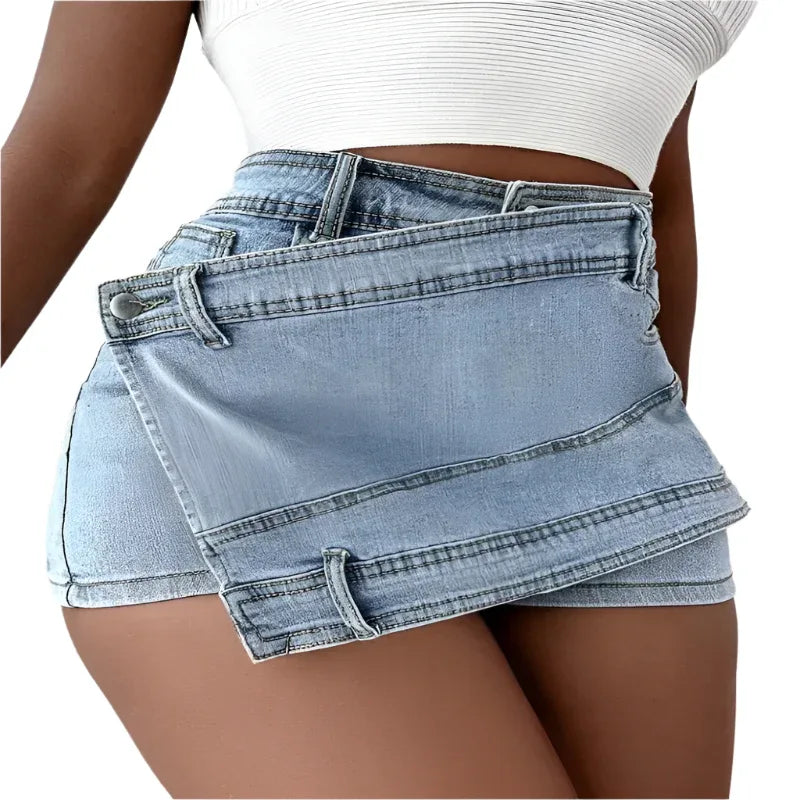 Street Vintage Asymmetrical Denim Fabric Skirts