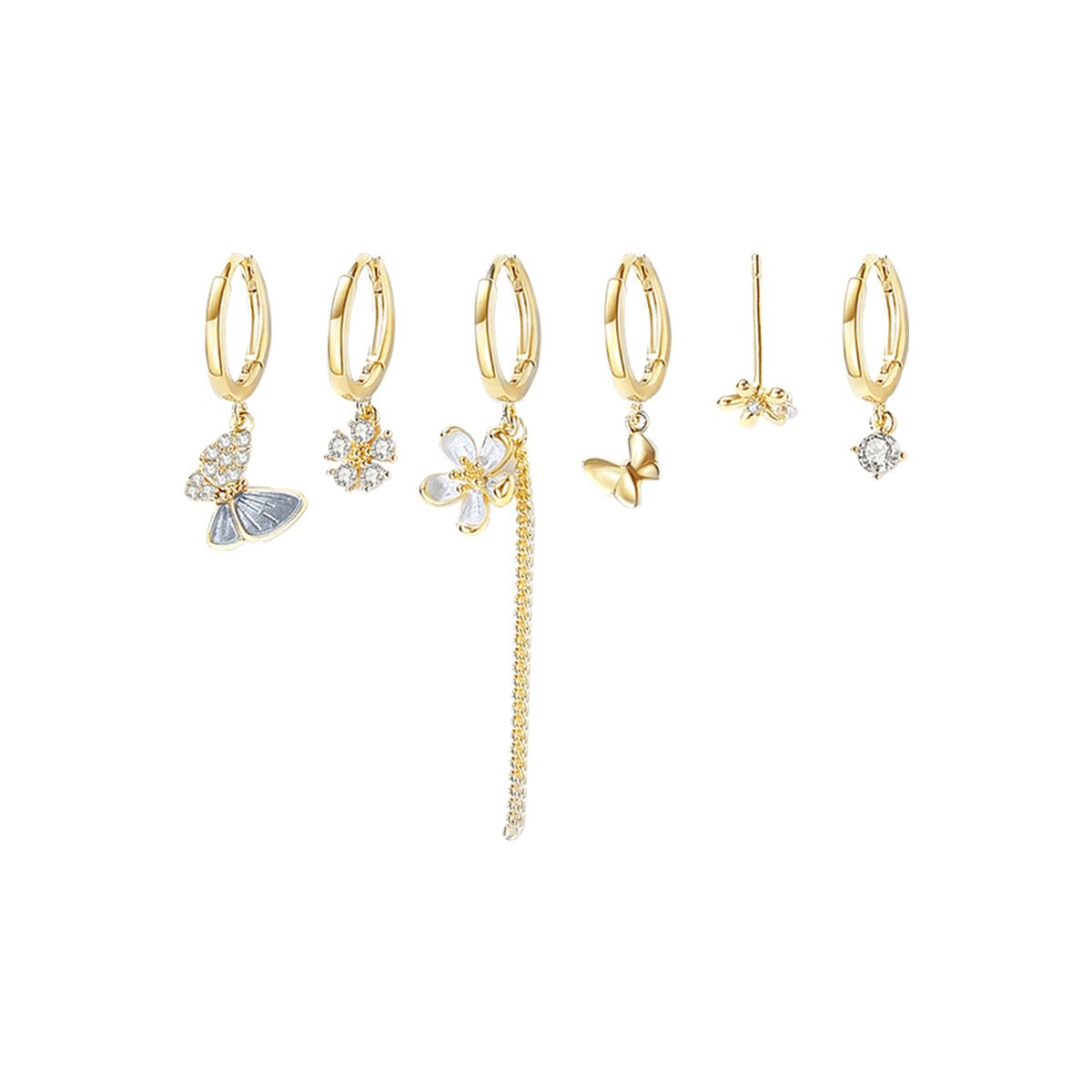 Strolling In The Garden Gold Earrings Set-0